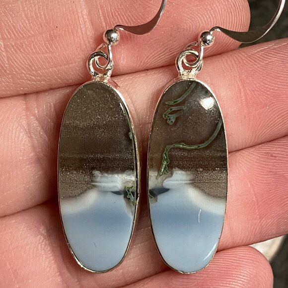 Common Blue Opal Earrings Stone Crystal Jewelry - Picture 3 of 10